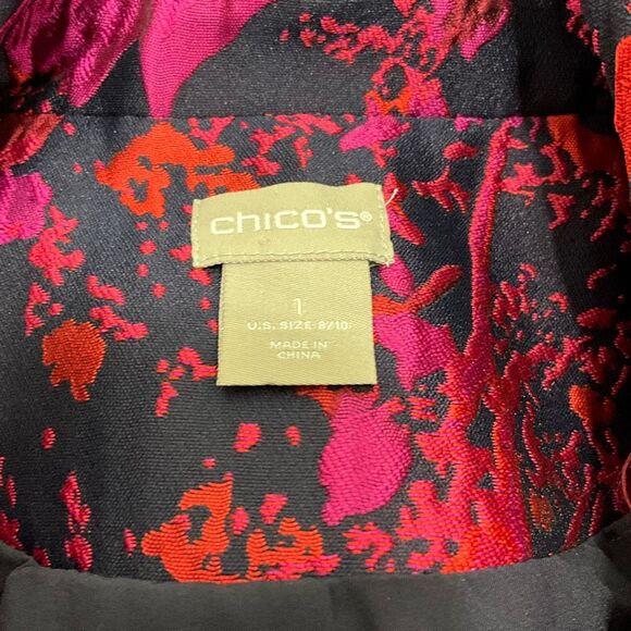 CHICO’S Long Satin Tapestry Jacket - Picture 4 of 5